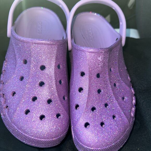 Crocs Baya Purple, Glitter Clog shoe's size 9 Women - Picture 2 of 15
